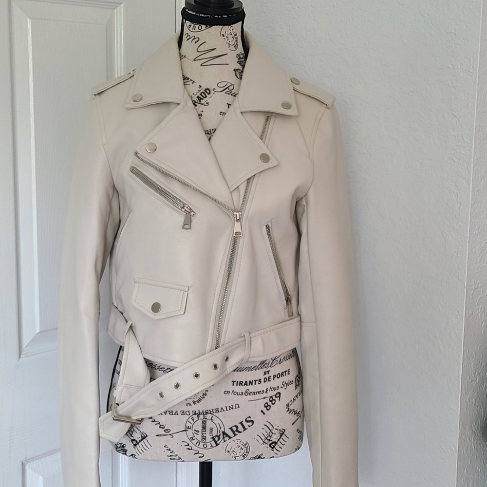 NAF NAF Off-White Leather Jacket